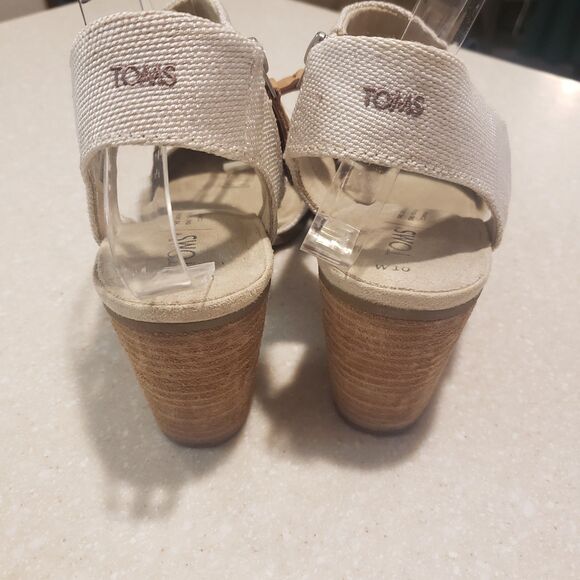 Women’s TOMS, MAJORCA Cutout Heeled Sandal (Natural) Size 10 biedge - Picture 6 of 8